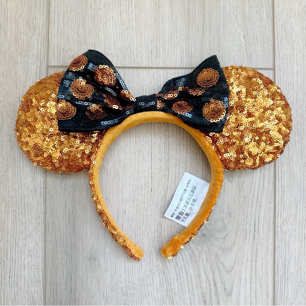 Disney Orange Sequins Halloween Mickey Ears
